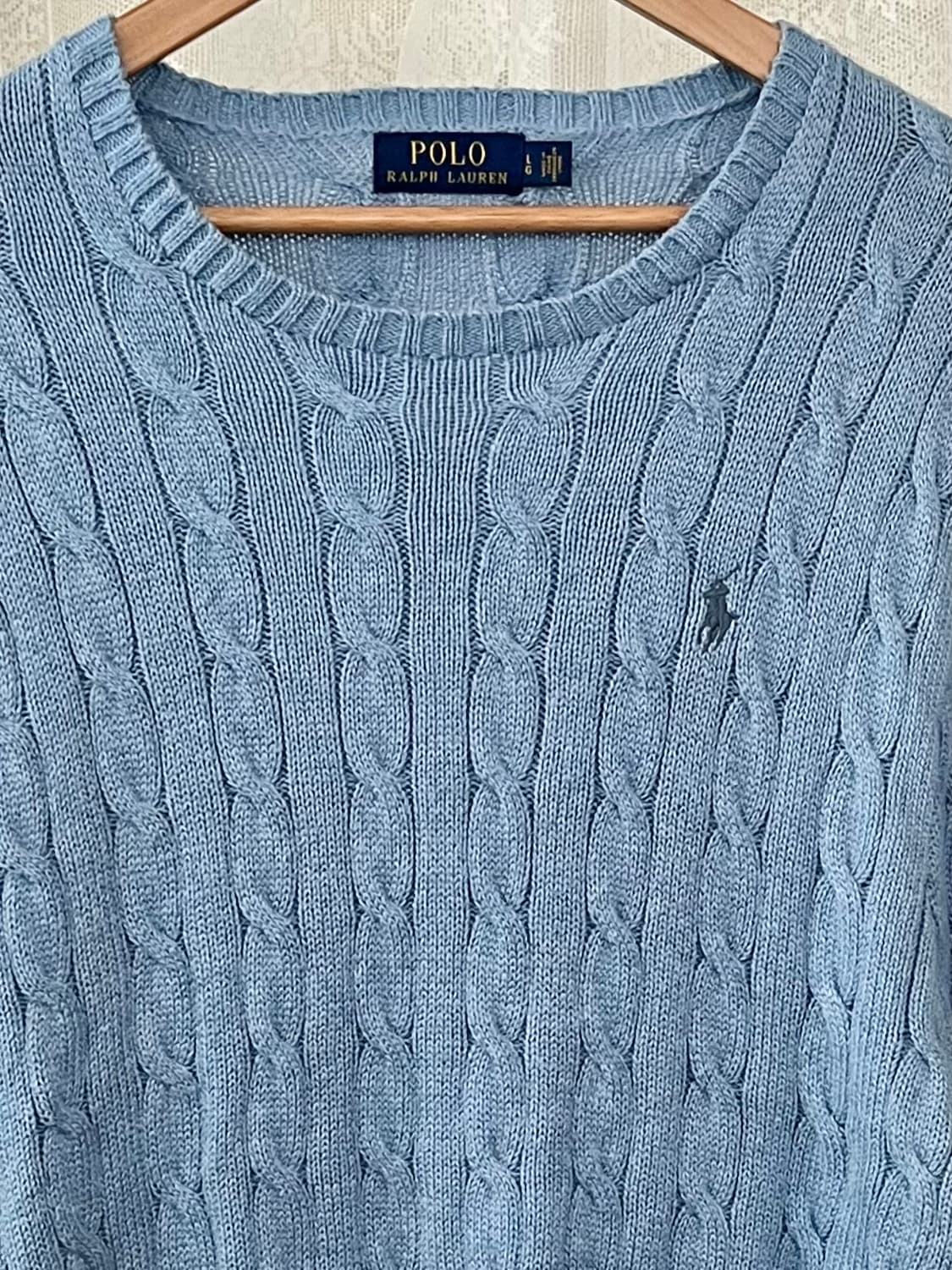 L) 폴로 랄프로렌 코튼 케이블 니트 블루 상품이미지3