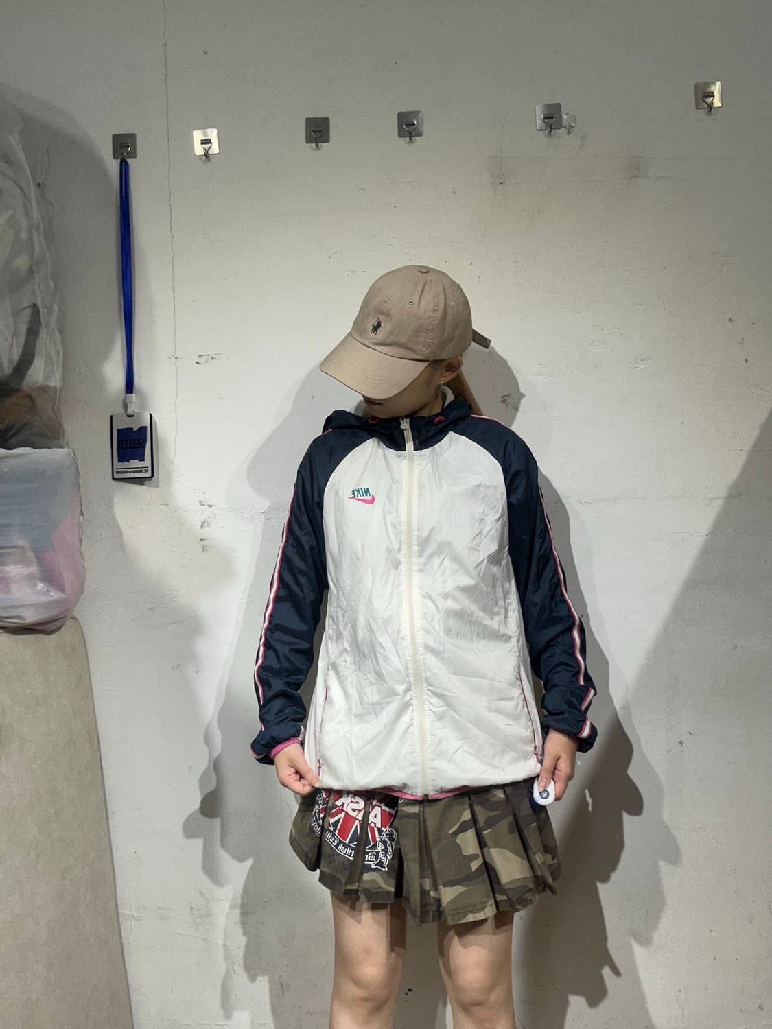 나이키 화이트 네이비 후드 트랙탑 져지 M 상품이미지2