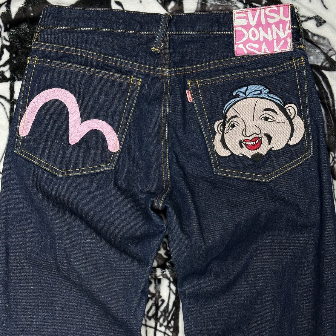 EVISU 에비수 핑크 시그니처 자수 로고 팬츠 상품이미지5