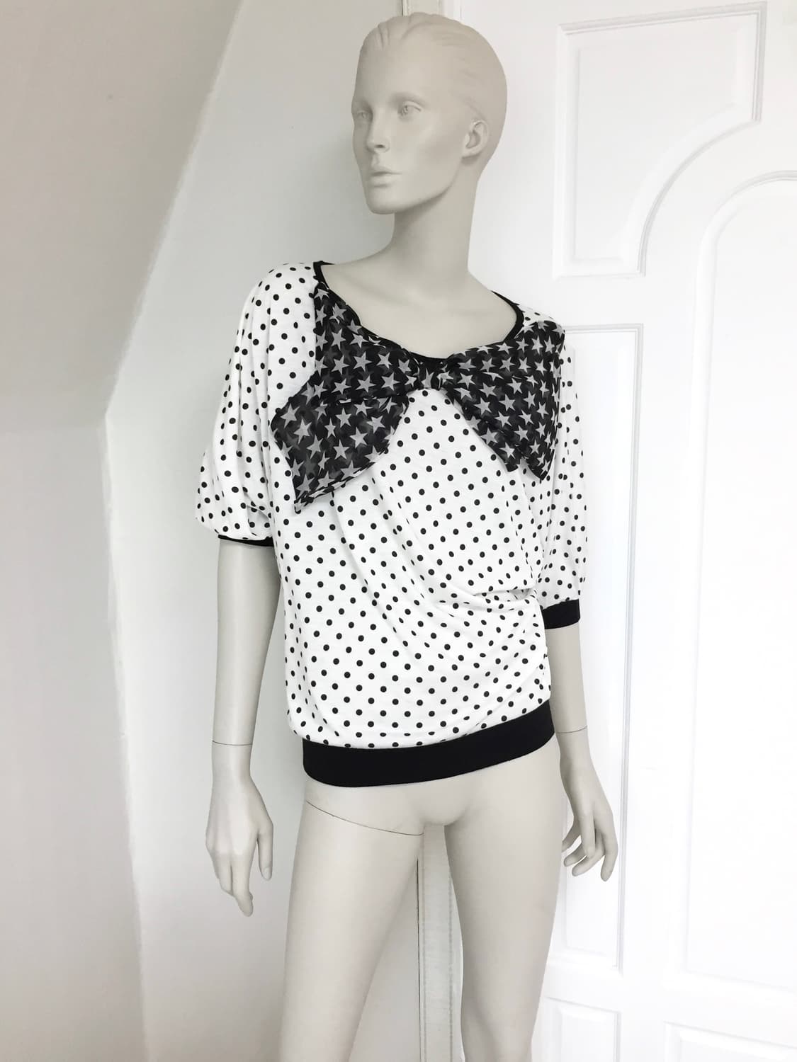 Polka Dot with Star print Bow Top 상품이미지4
