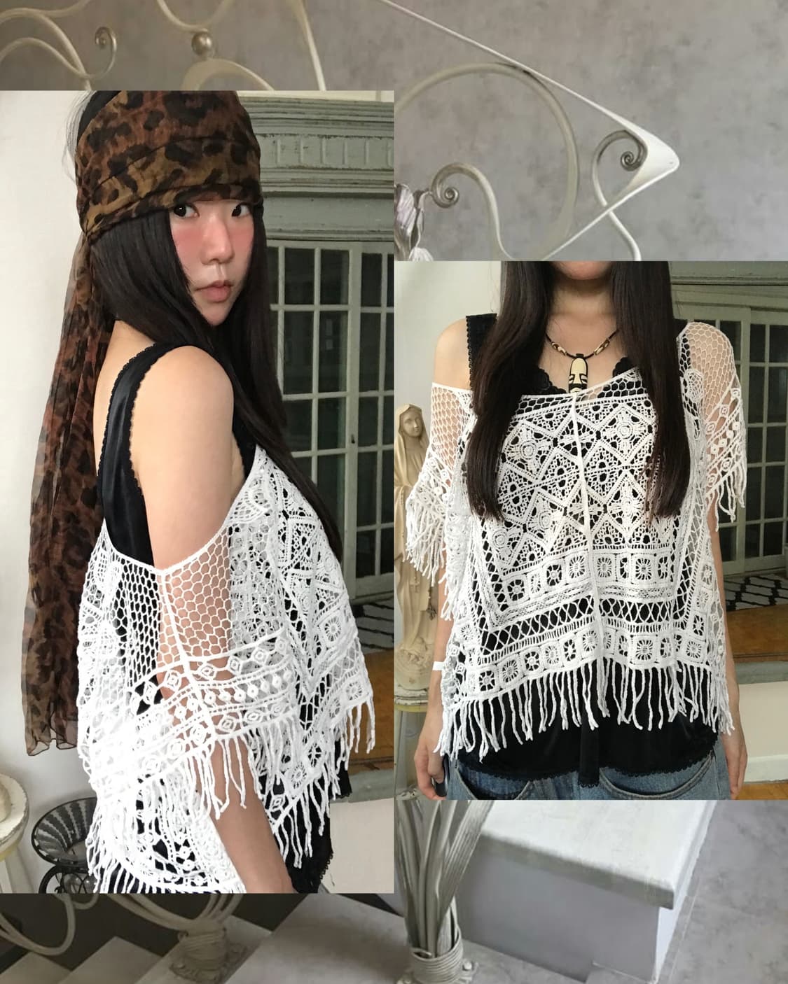 vintage net fringe top 상품이미지1