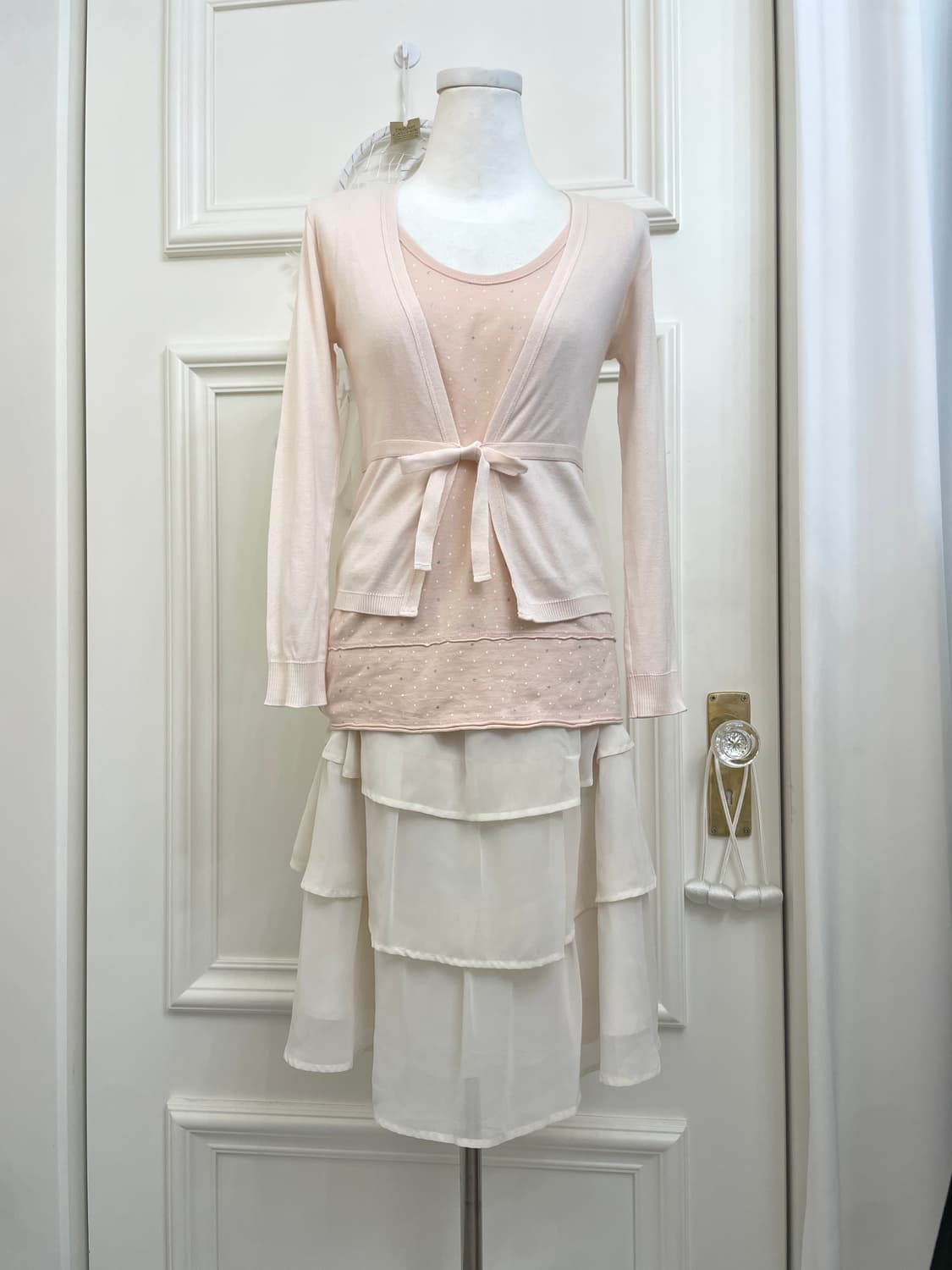coral dot sleeveless cotton top&coral bo 상품이미지2