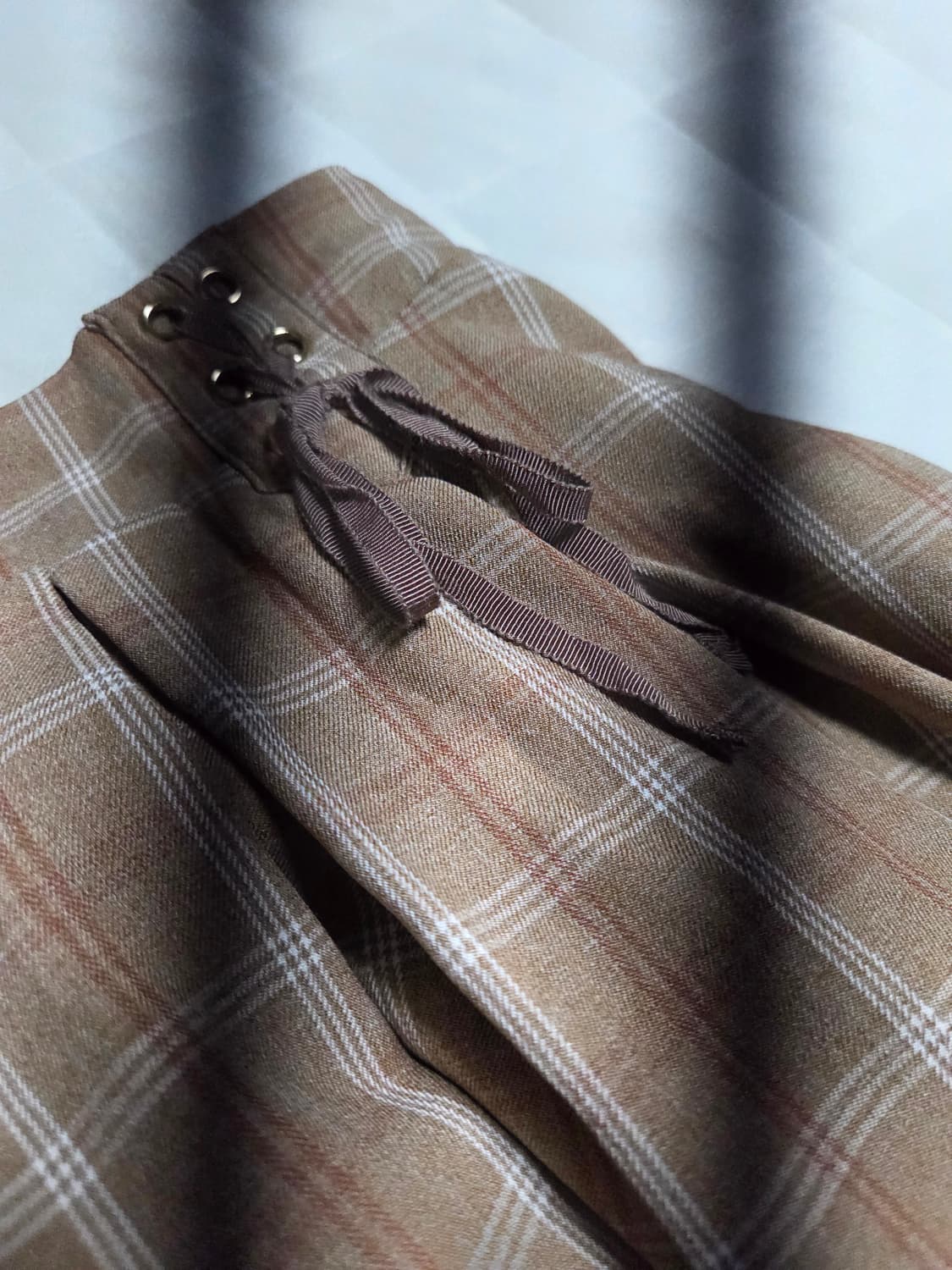 숲속모리 러블리 레이어드 치마 미디스커트 숏스커트 밴딩 아일릿 디테일 상품이미지4