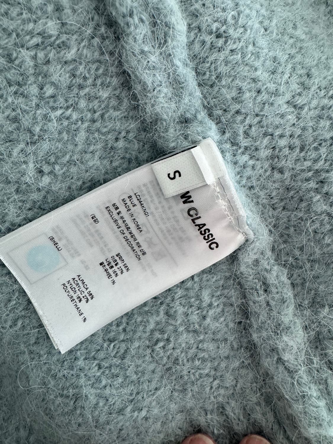 로우클래식 알파카 집업 가디건 S 블루 상품이미지7