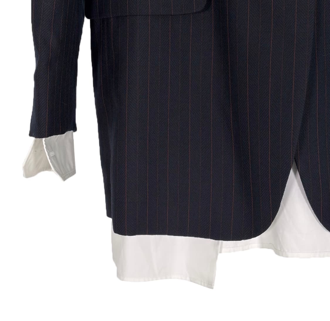 [36] 미우미우 자수 로고 싱글 스트라이프 레이어드 셔츠 블레이저 자켓 상품이미지5