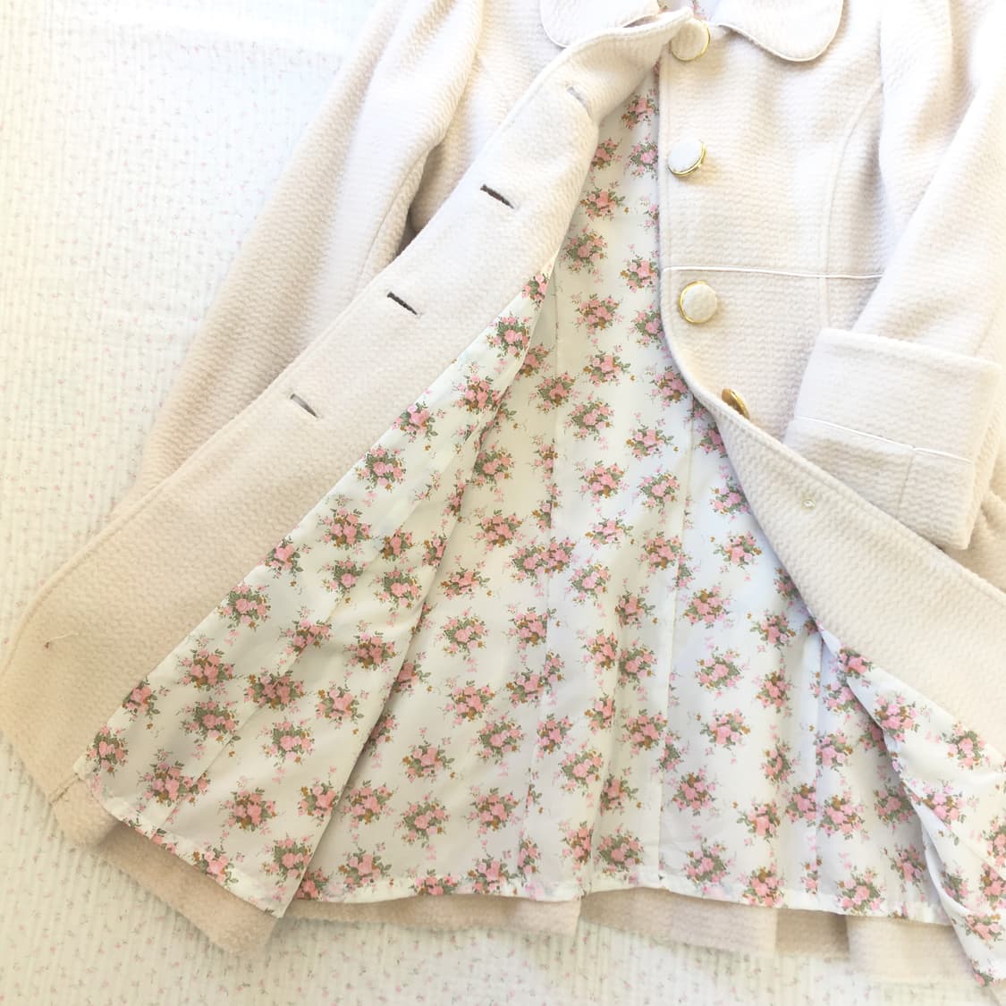 LODISPOTTO/  크림 리본 프릴 코트 히메갸루 라떼갸루 리본코트 상품이미지6