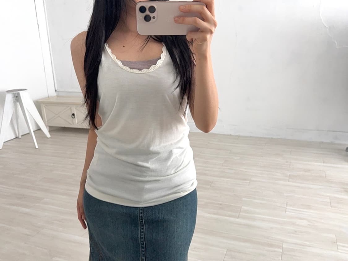 Ivory Crochet Back Point Sleeveless 상품이미지6