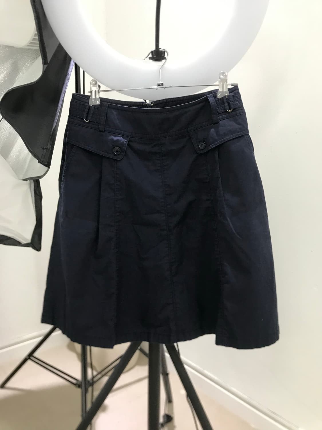 Hazzys navy belted basic midi skirt 상품이미지8
