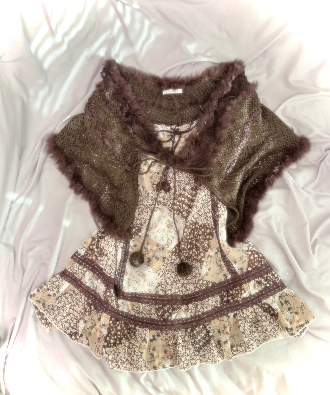 빈티지 엑시즈팜 도토리 동숲코어 케이프 원피스 세트 모리걸 하구미 히피 상품이미지2