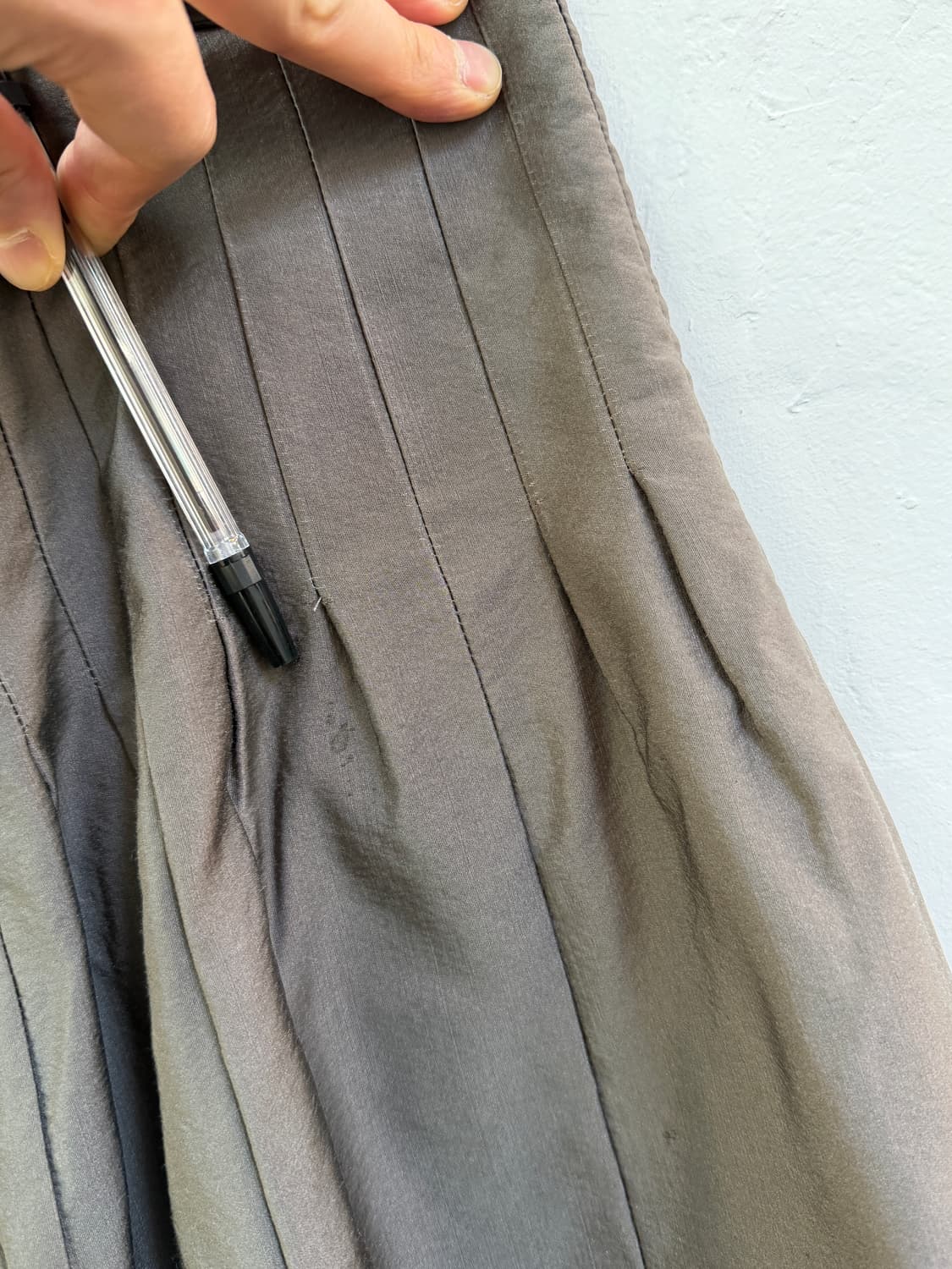 PRADA 프라다 실크 울 블렌드 플리츠 스커트 42 상품이미지7