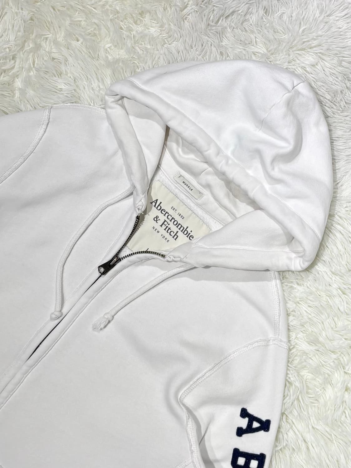 아베크롬비 사이드로고 화이트 후드집업 상품이미지4