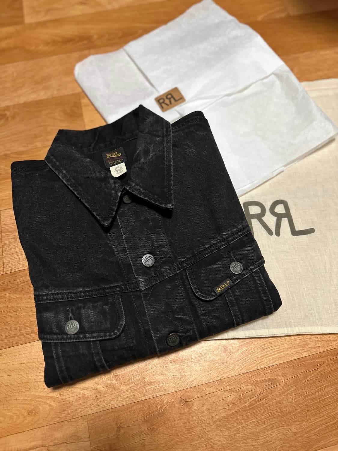 더블알엘 lot271 블랙 트러커 데님자켓 M 새상품 상품이미지2