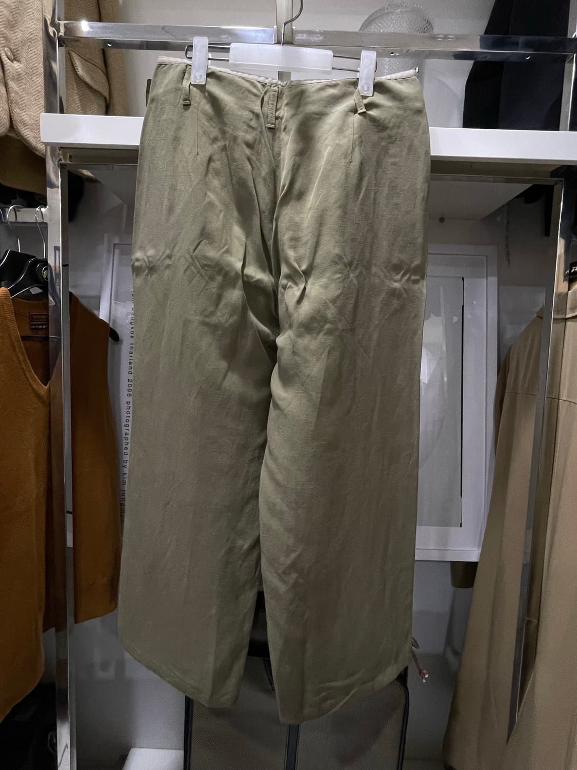 아르마니/카키 린넨 와이드팬츠(30“) 상품이미지2