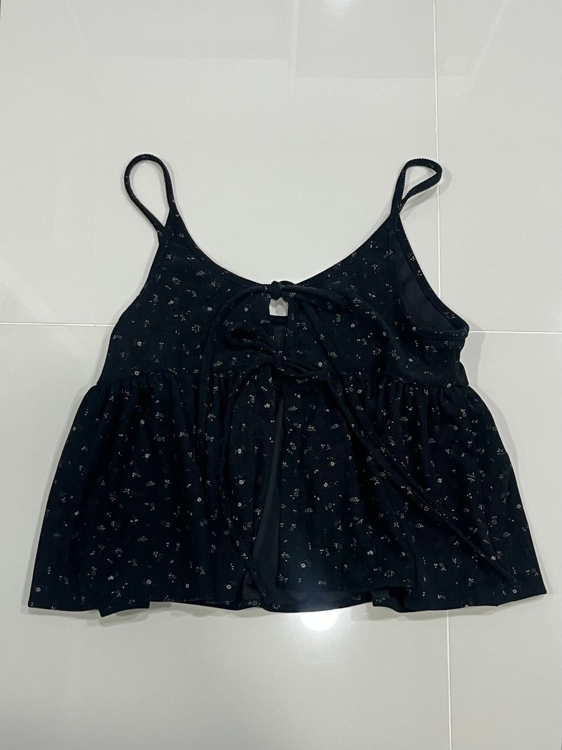 골덴 플라워 잔꽃 나시 민소매 뷔스티에 블라우스 슬리브리스 모리걸 상품이미지2