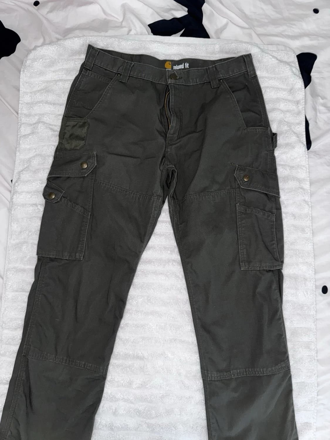 칼하트 립스탑 더블니 카고 워크 팬츠 다크 퓨터 릴렉스드 핏 상품이미지3