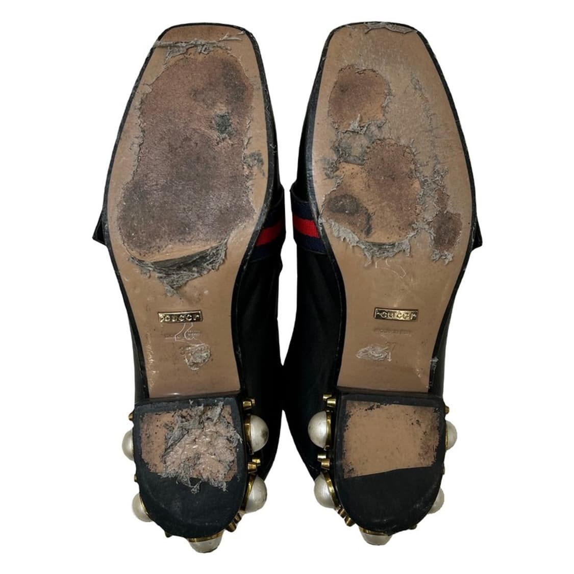 구찌 레더 GG 펄스터드 마몽 진주 미드힐 여성 로퍼 37 상품이미지9