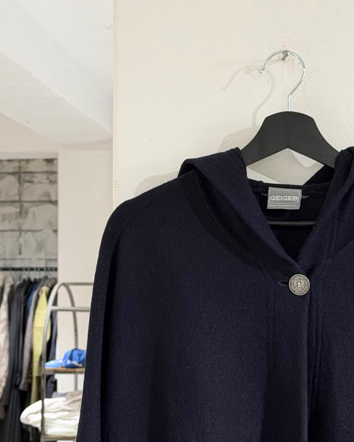 가이거 네이비 울 후드 케이프 상품이미지2