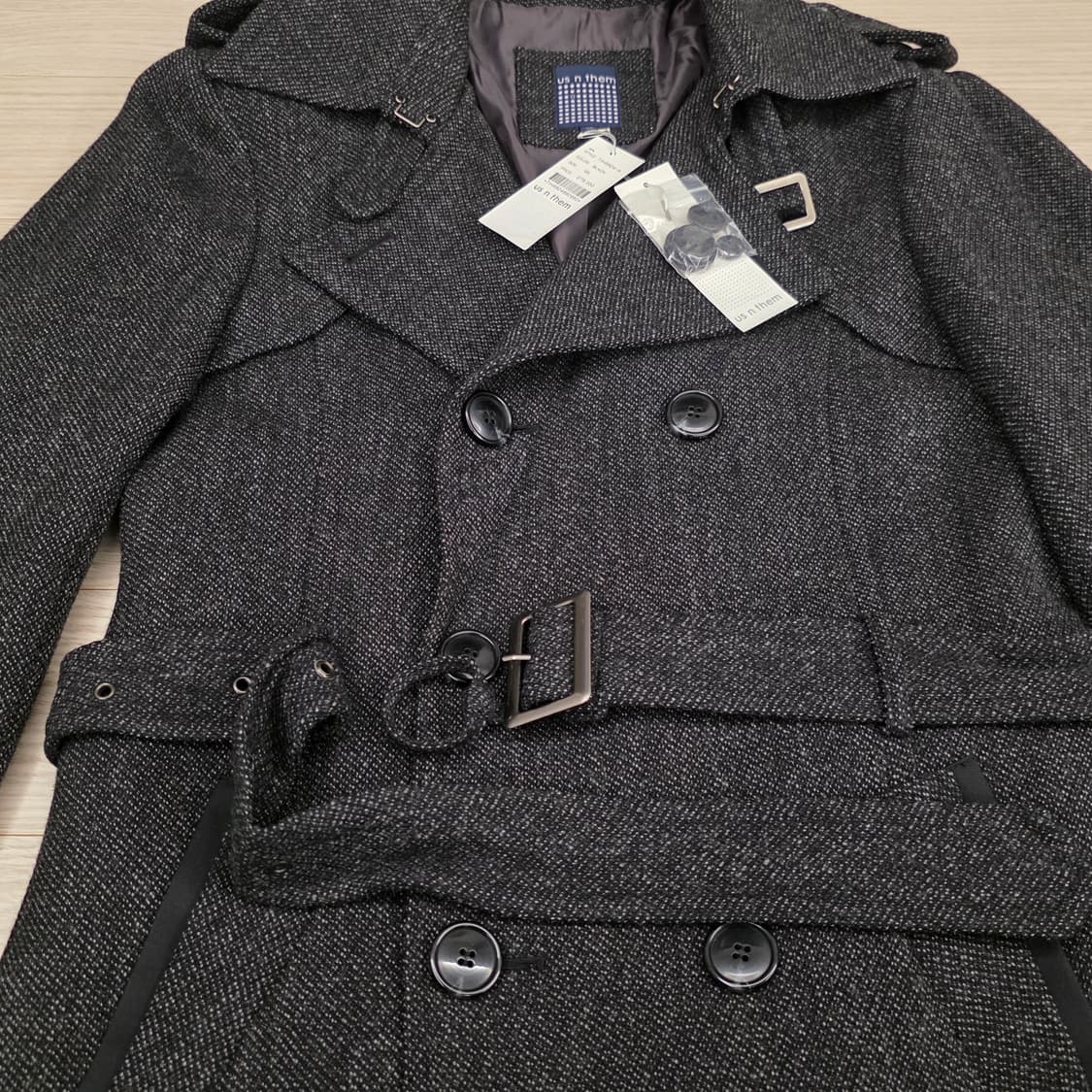 남성 더블 모직 코트 블랙 상품이미지2
