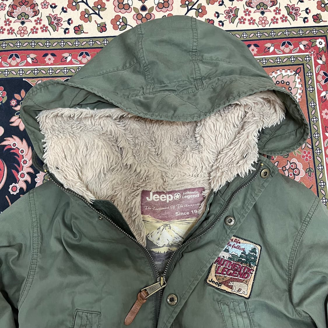 지프 와펜 포인트 퍼안감 후드 야상 점퍼 FREE 상품이미지3