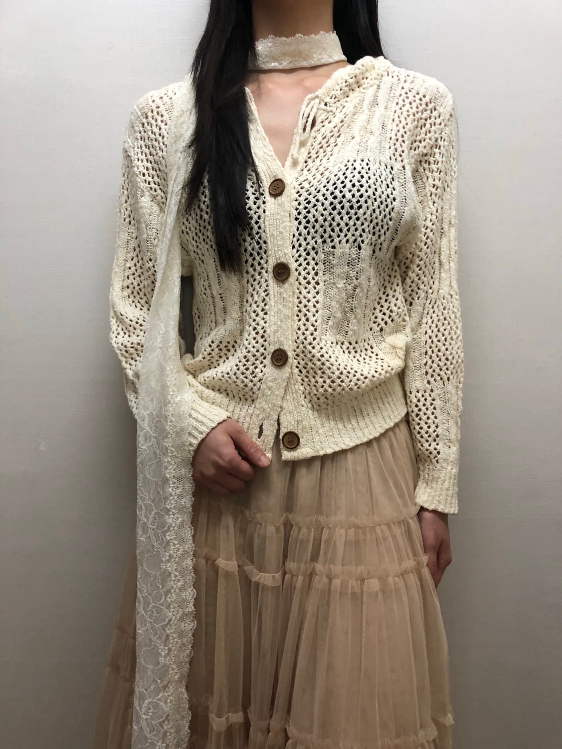 빈티지 아이보리 니트 가디건 상품이미지2