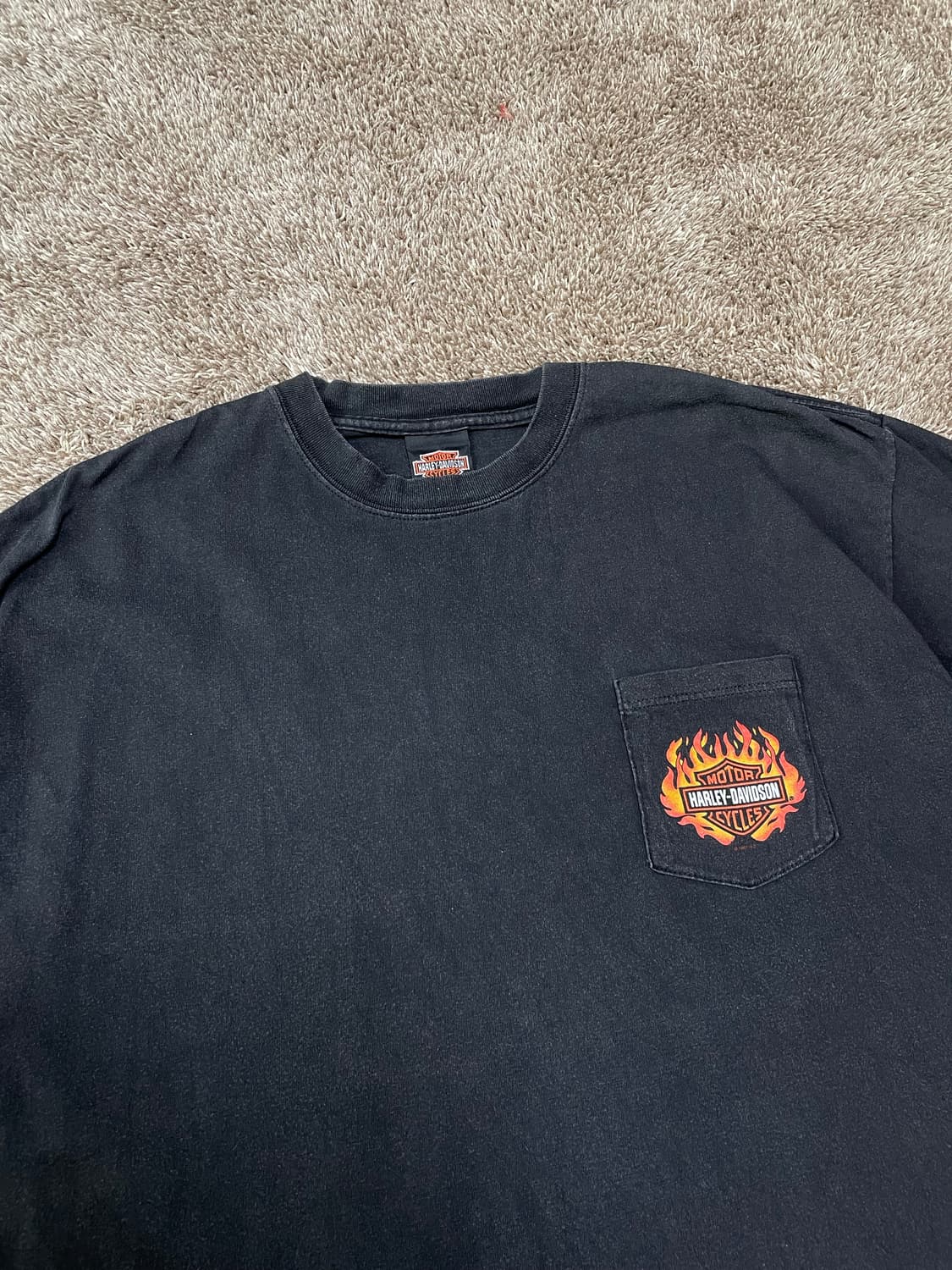 90s harley flame pocket tee 할리 플레임 티셔츠 상품이미지1
