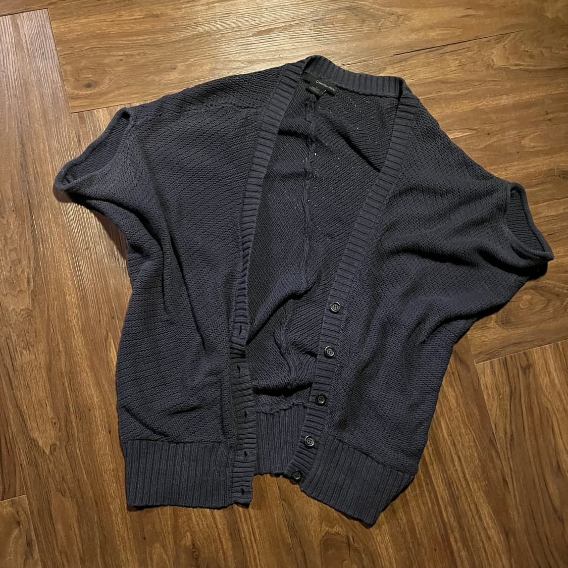 캘빈클라인 더스티 블루 코튼 레이어드 가디건 L 상품이미지3