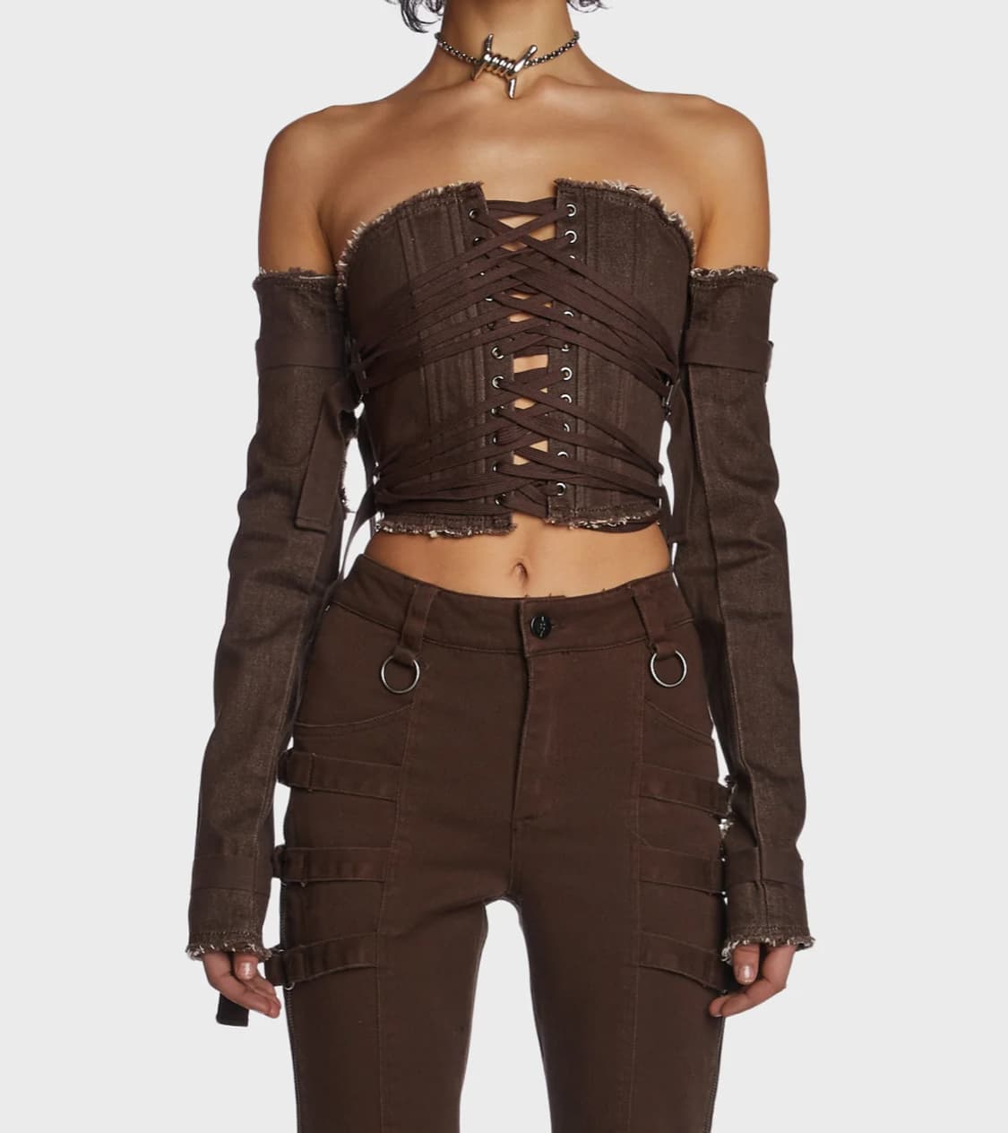 (카리나 착용) 돌스킬 darker wavs 레이스업 코르셋 워머 세트  상품이미지1