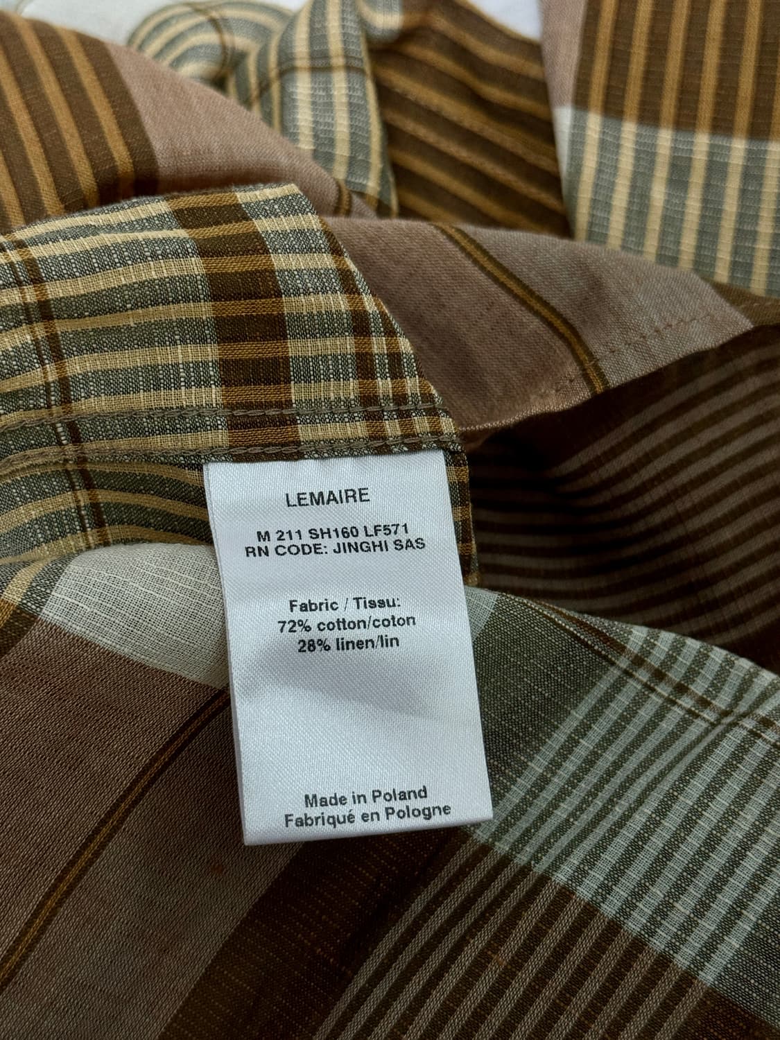 르메르 Lemaire 컨버터블 체크셔츠 48 상품이미지4