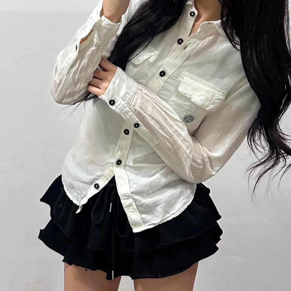 스톤아일랜드 빈티지 화이트 린넨 셔츠(95) 상품이미지2