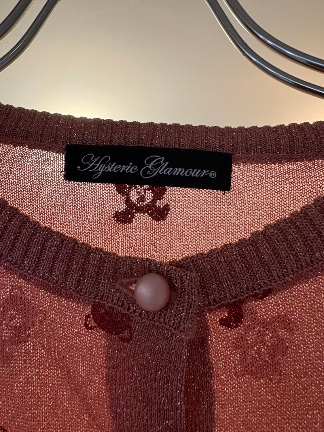 히스테릭 글래머 펑크 베어 라메 디테일 핑크 가디건 상품이미지2