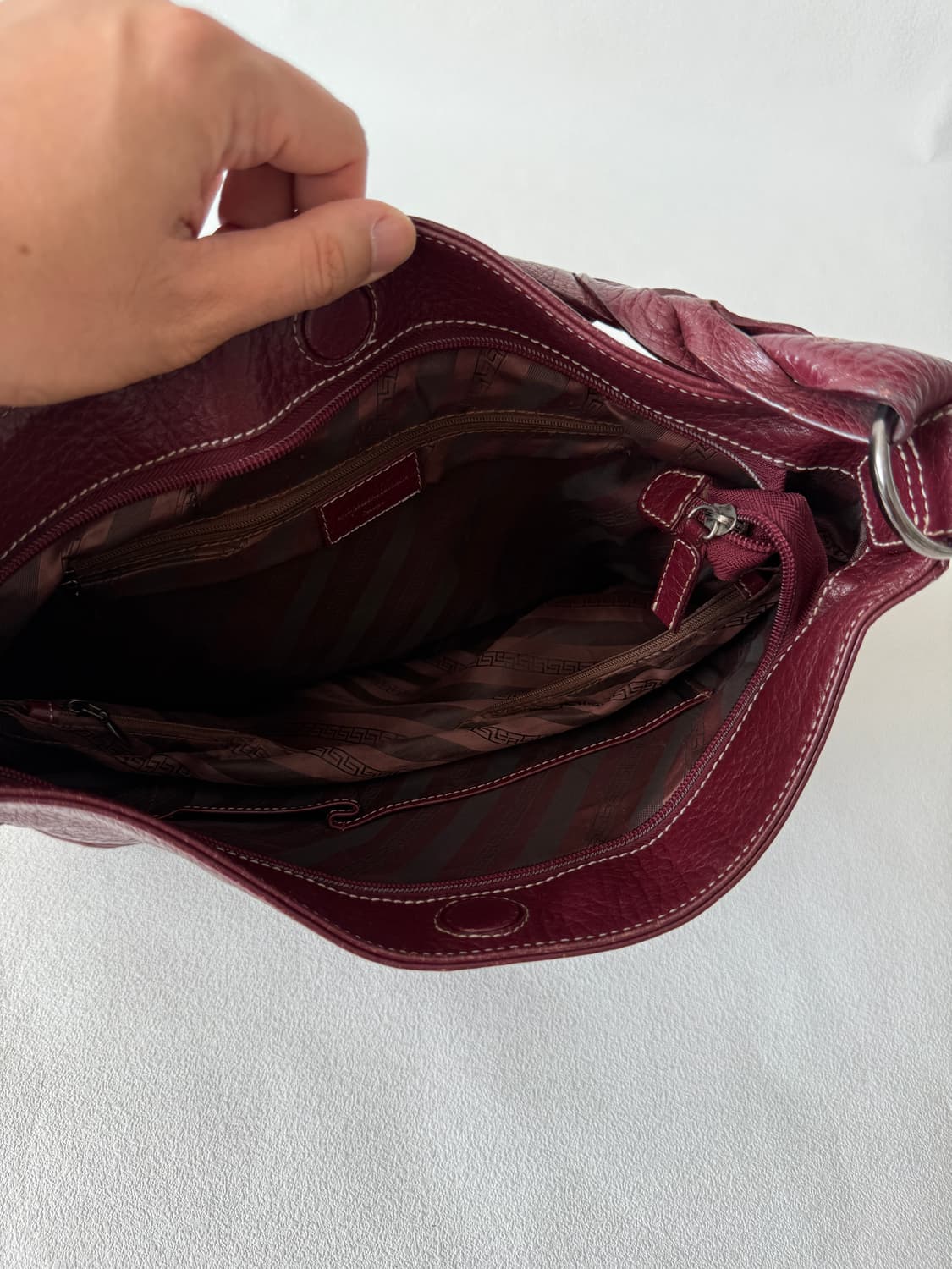 Pre owned 하트 레더 숄더백 상품이미지7