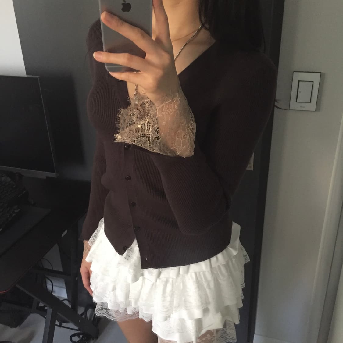 Ketty 레이스 오네갸루 브이넥 니트 가디건 상품이미지4