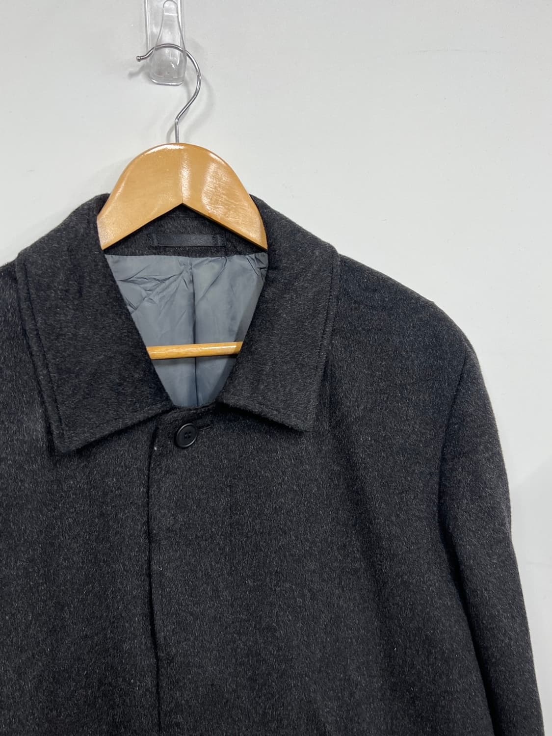 일본 빈티지 캐시미어 블렌드 차콜 발마칸 코트 상품이미지2