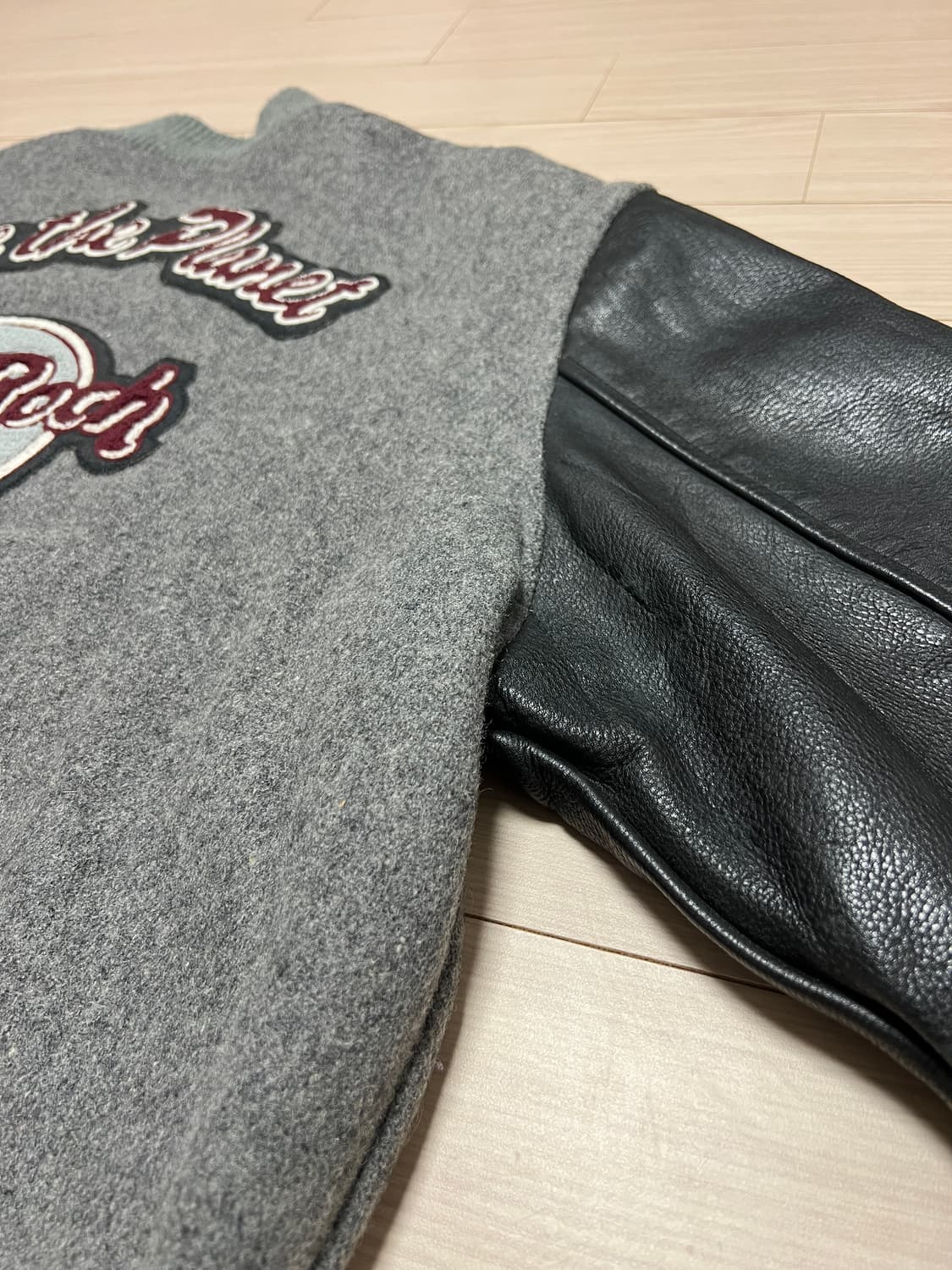 하드락카페 그레이 바시티 자켓 XL / 울 레더 슬리브 상품이미지7