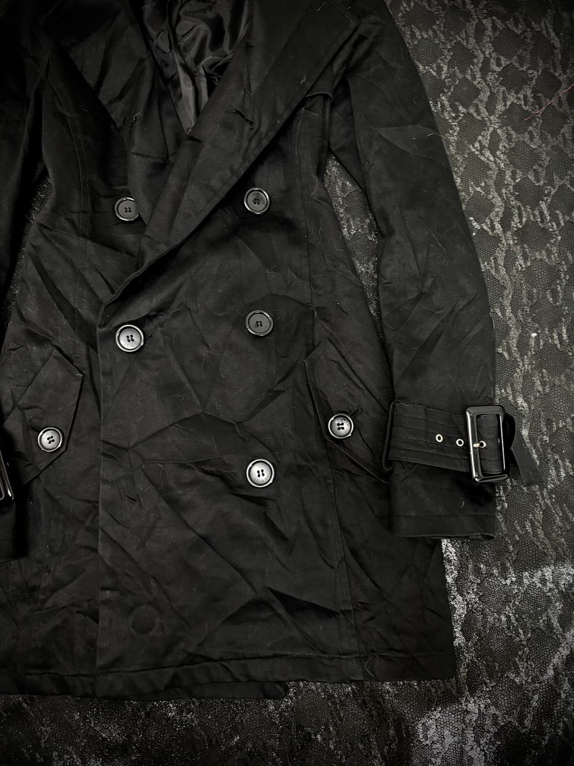 “EGOIST” Y2K Chic Mood Black Long Coat B 상품이미지3