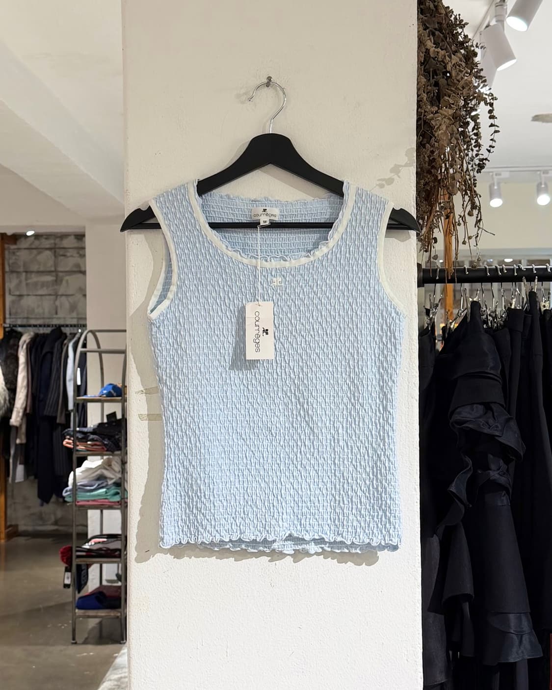 꾸레쥬 스카이블루 스모크 니트 탱크탑 상품이미지1