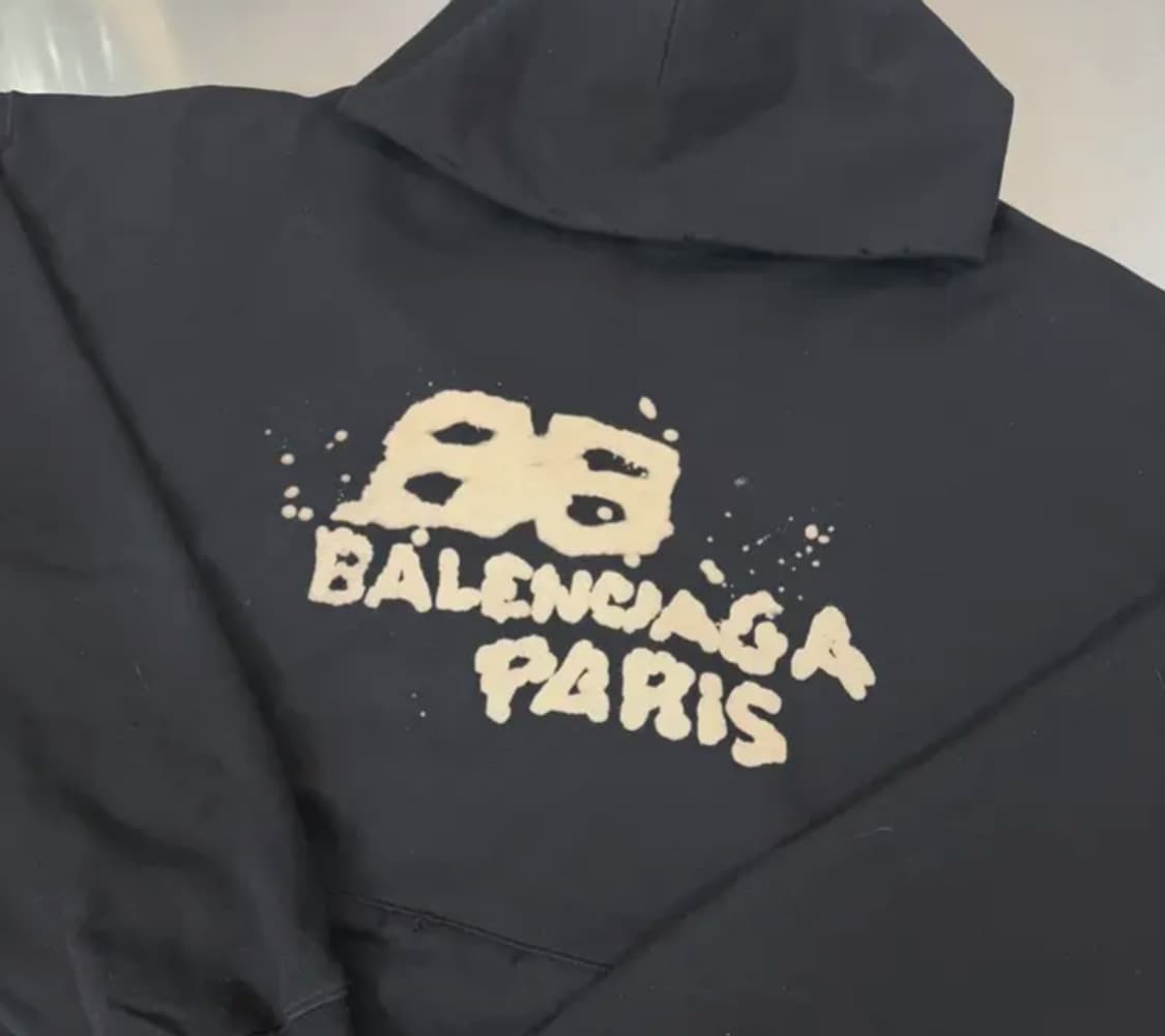 [정품] 발렌시아가 BB 로고 그래피티 후드 블랙 S 상품이미지3