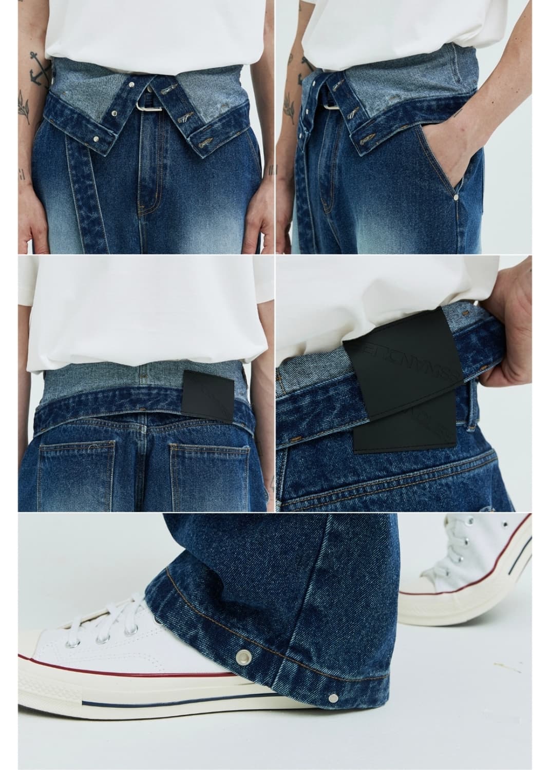 신앤리 와이드 벨티드 데님 팬츠 상품이미지3