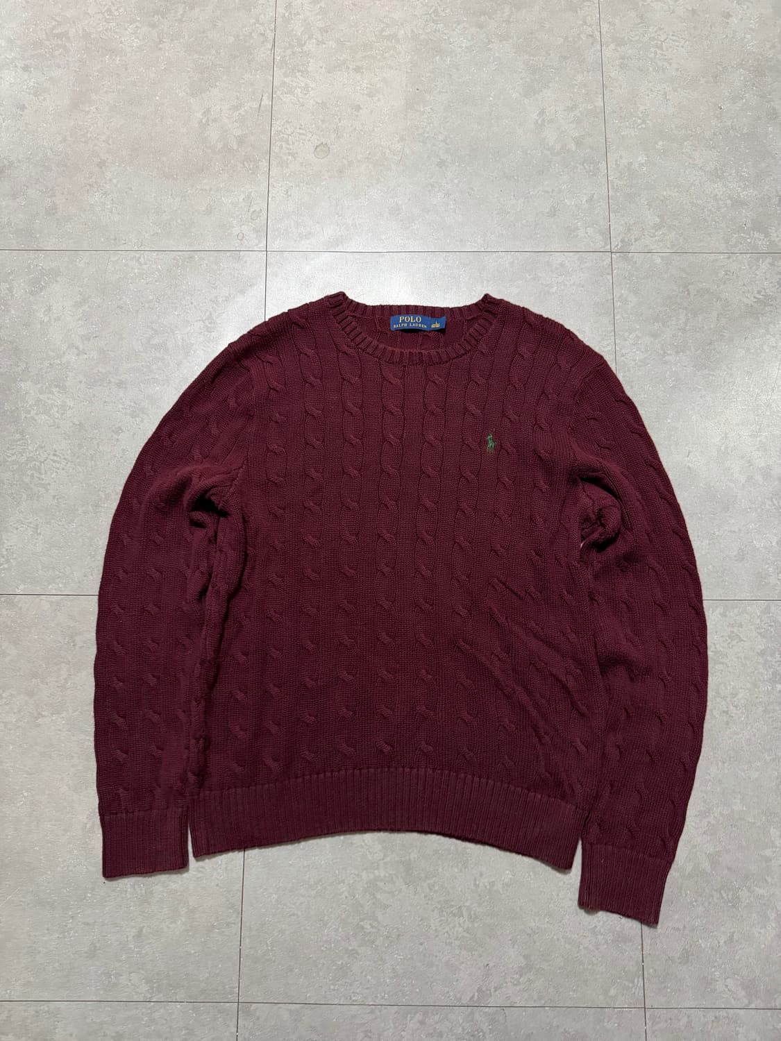 랄프로렌 폴로 버건디 케이블 빈티지 코튼 니트  100size   상품이미지1