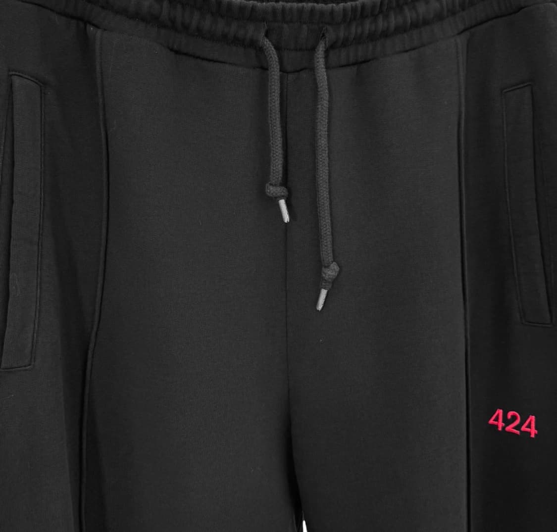 [M] 424 남성 포투포 자수 로고 플레어 트랙 스웨트 팬츠 블랙 상품이미지5
