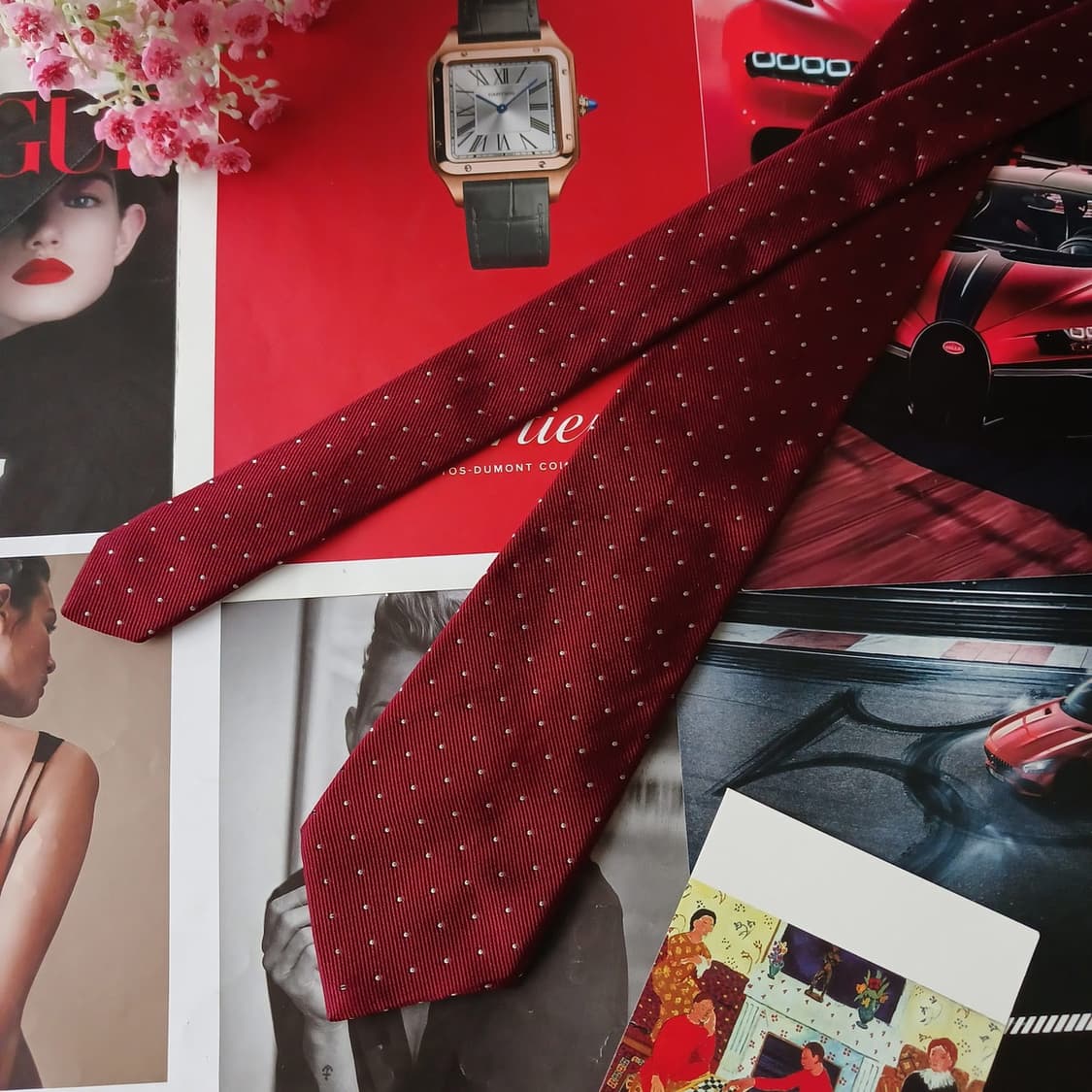 히시야 실크 레드 도트 패턴 슬림 넥타이 7.9cm A+등급 A19513 상품이미지4