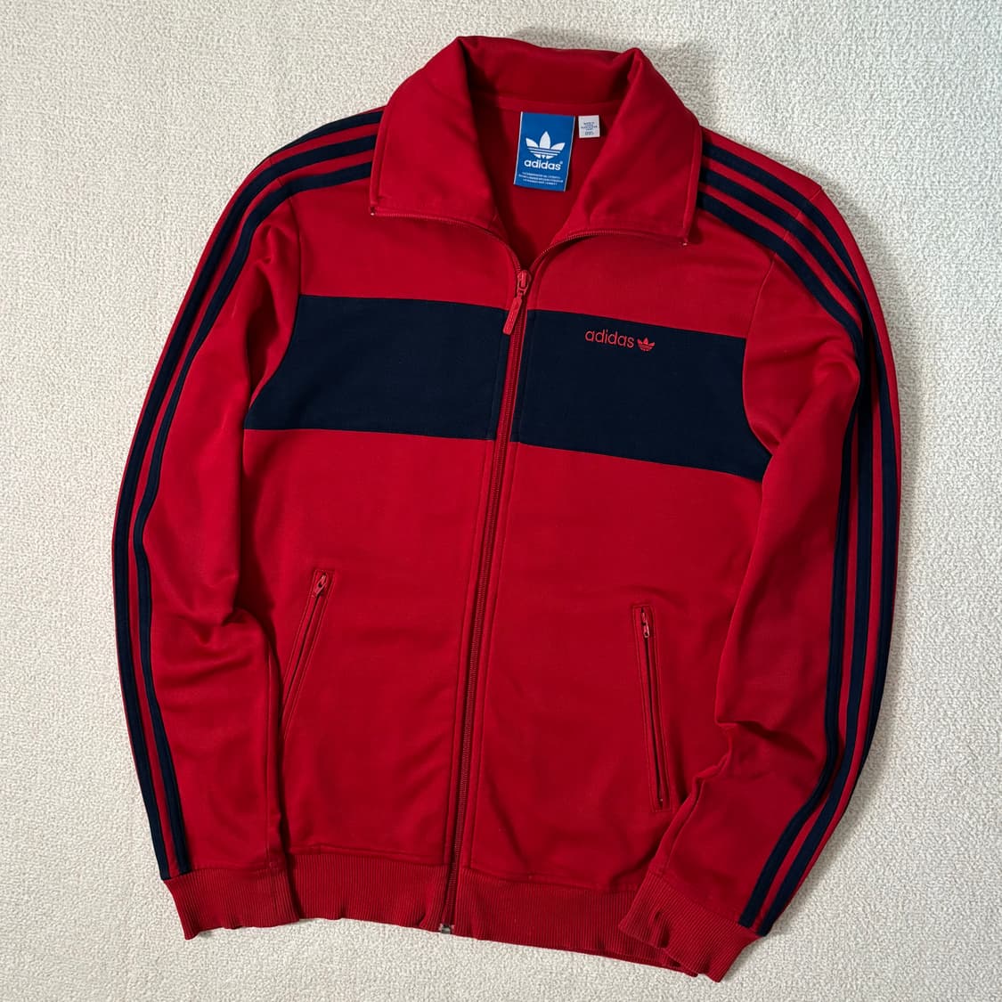 아디다스 베켄바우어 네이비 빨강 버건디 트랙탑 스몰로고 져지 상품이미지1