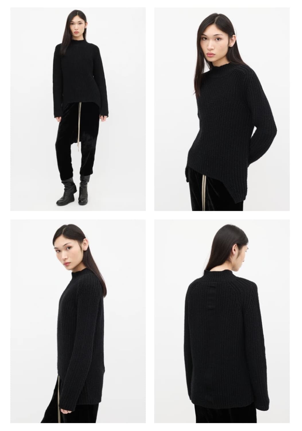 릭오웬스 15FW "SPHINX" 울 터틀넥 비대칭 스웨터 블랙 상품이미지2