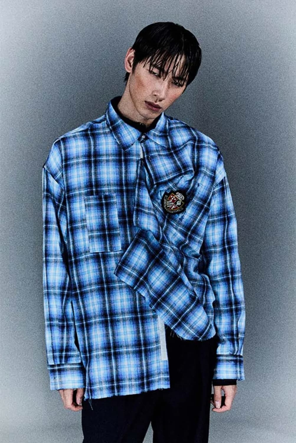 오디너리피플 블루 체크 셔츠 상품이미지1