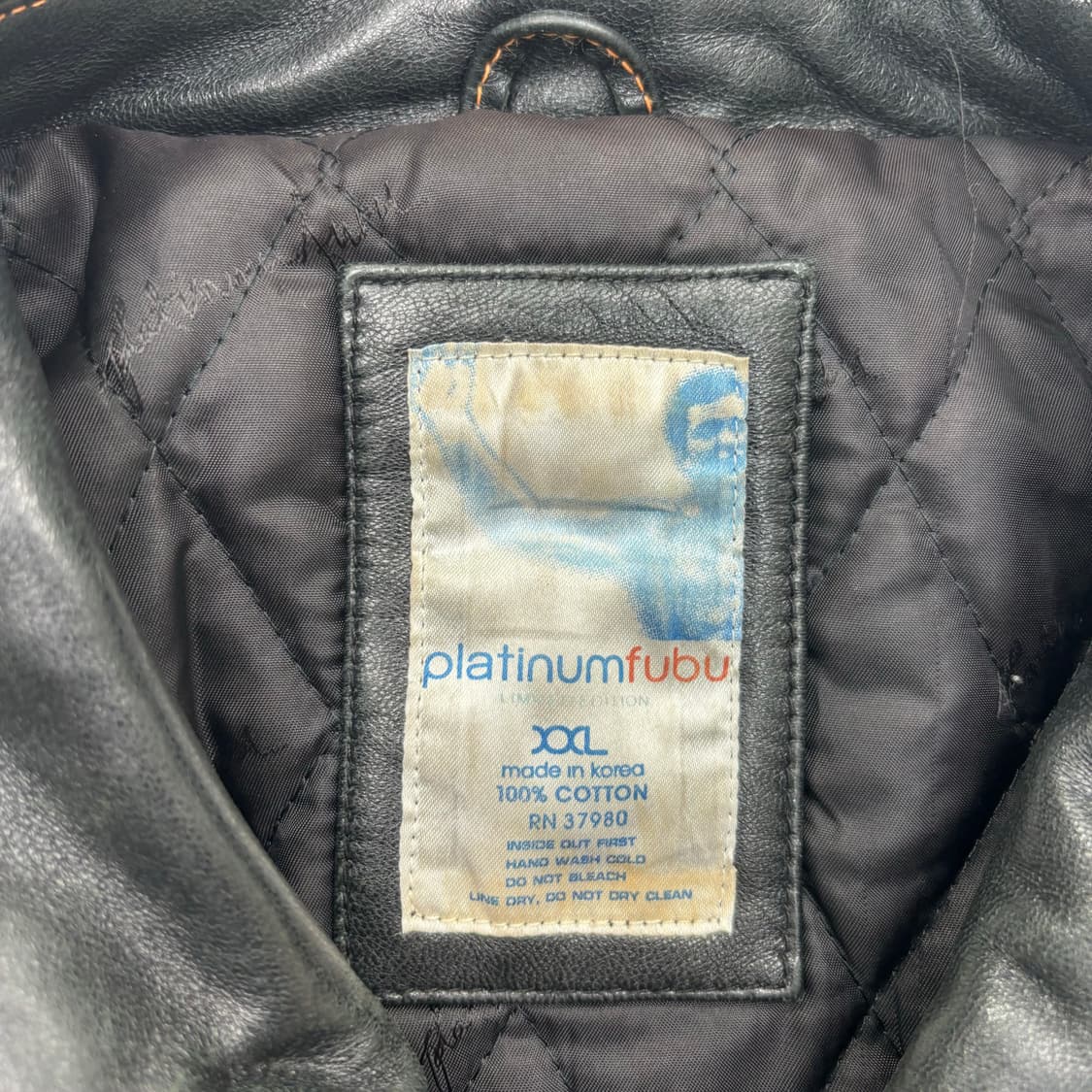 90s PLATINUM FUBU 무하마드 알리 리얼 레더 자켓 2XL 상품이미지7