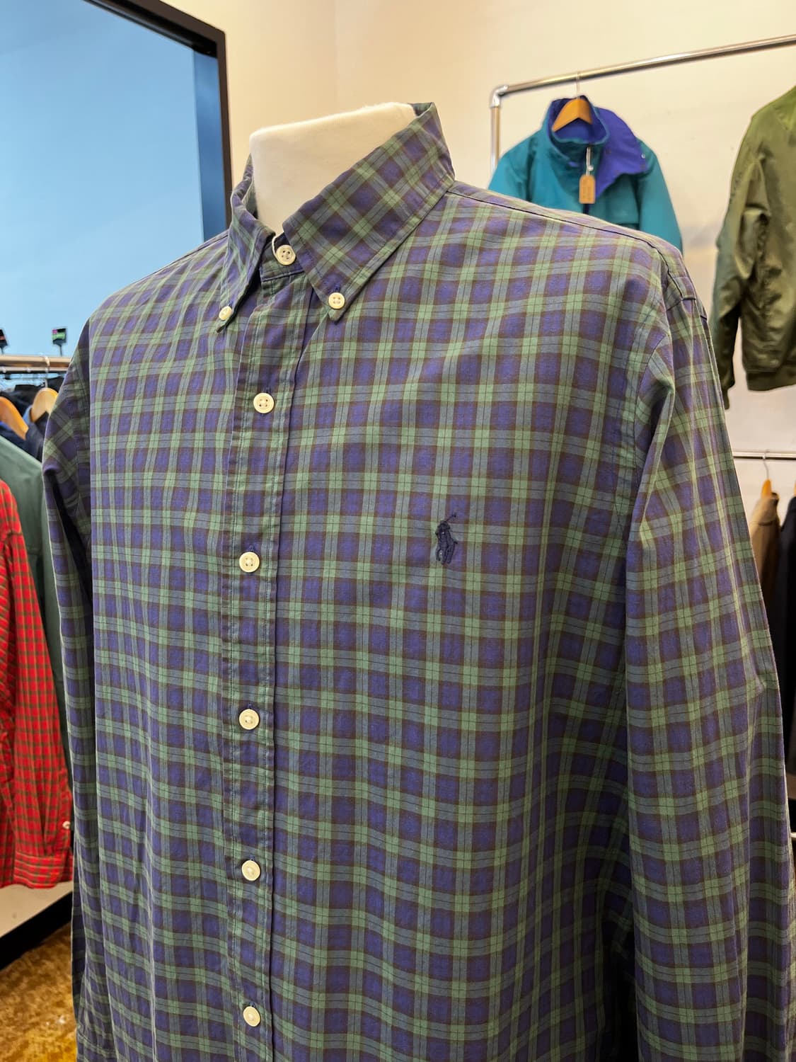 폴로 랄프 로렌 체크 셔츠 네이비 상품이미지1