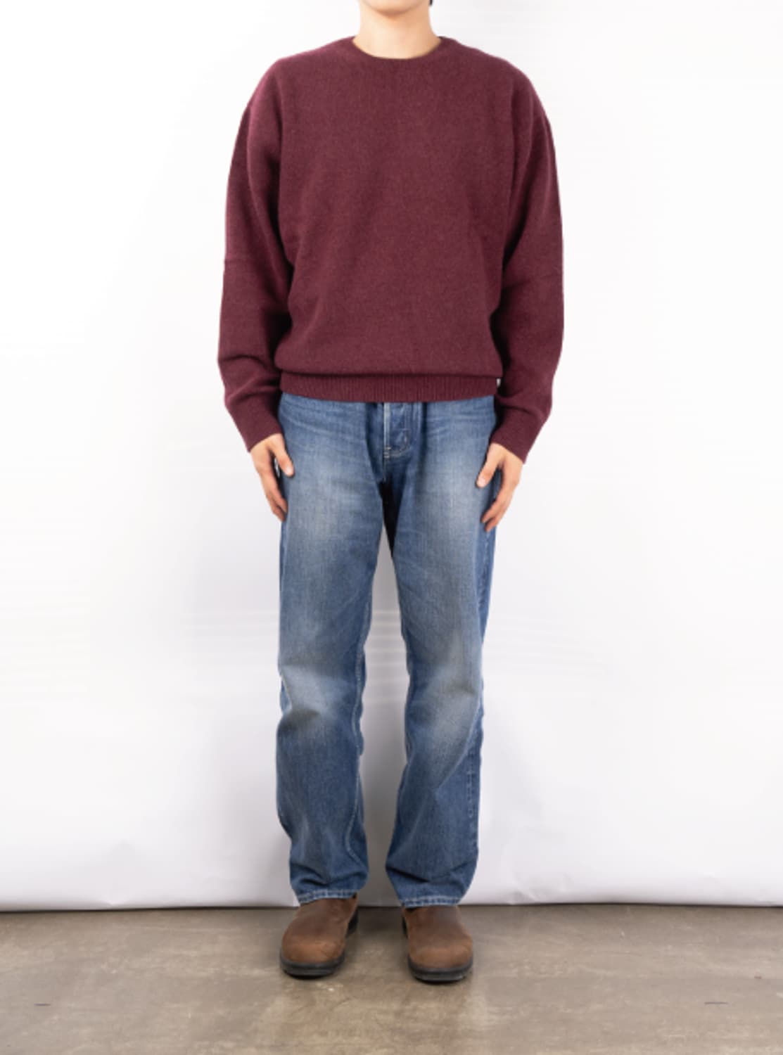 새상품 단종 스테디에브리웨어 울 캐시미어 니트 마룬 3사이즈 상품이미지3