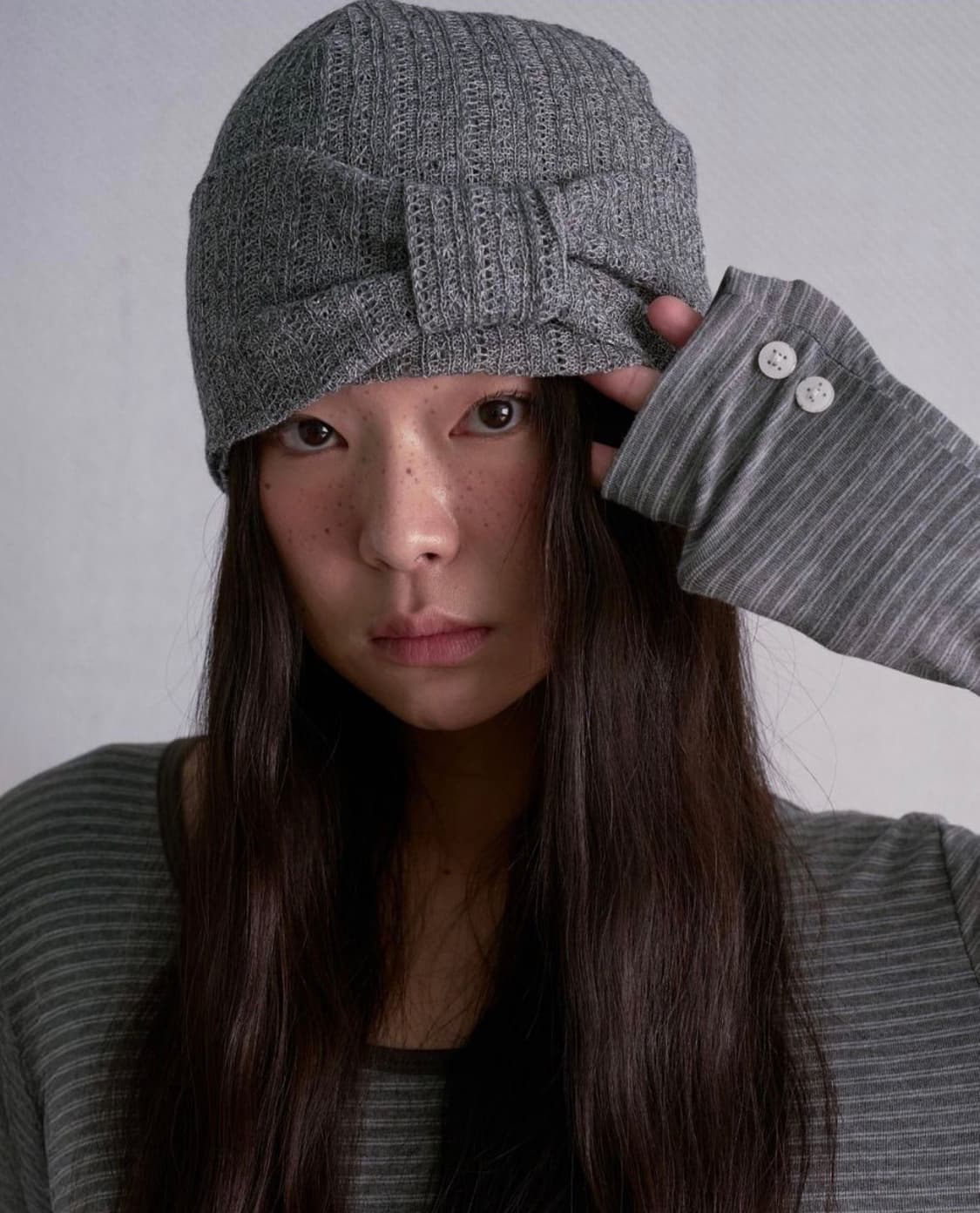 RIBBON KNIT BEANIE [MELANGE] 상품이미지1