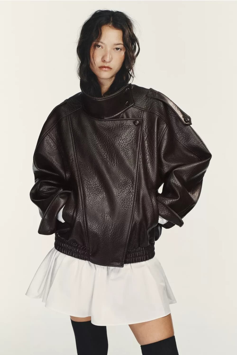 자라 페이크레더 점퍼 브라운 XXL 상품이미지1