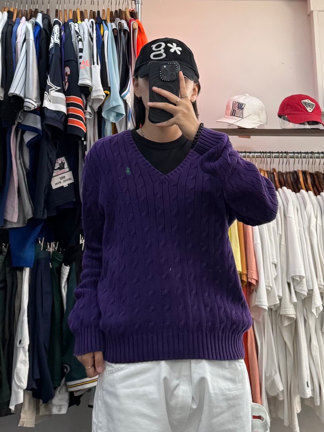 00s 폴로 스포츠 우먼스 꽈배기 니트 퍼플 상품이미지5